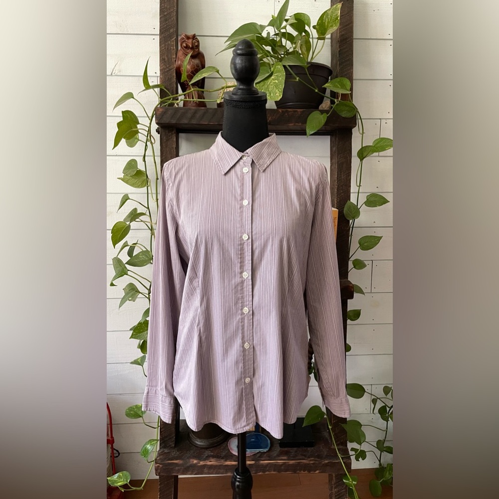J. Jill: Purple and White Button Down Shirt